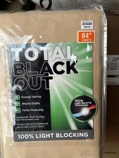 Total Blackout Curtains. 84" 100 Light Blocking. Beige.