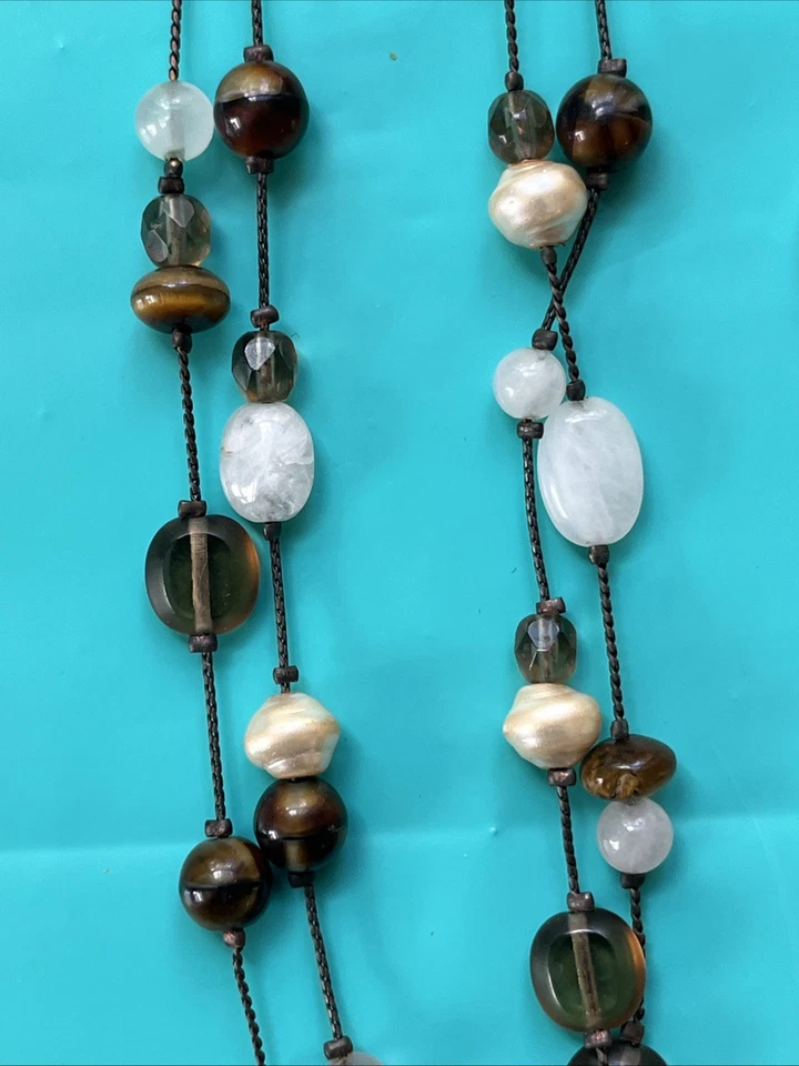 Lia Sophia“Cimaron”项链带Rosé石英和老虎眼珠耳环 — 第 3/4 张图片