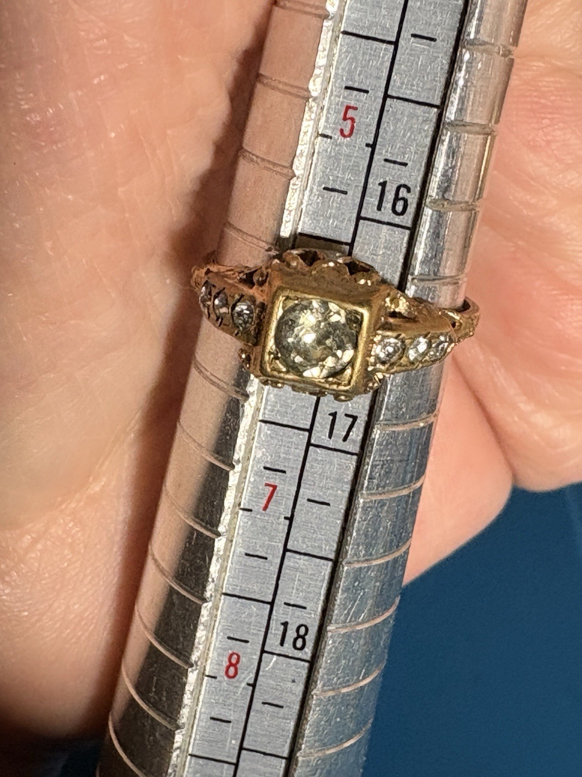 Antique Victorian Paste Ring Closed Back Paste St… - image 11