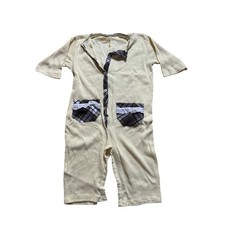 Handmade Toddler Cream And Plaid One Piece One Size