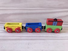 Unbranded Wooden Train Cars Set Of 3 Magnetic Wooden Cars  Wooden Load Piece