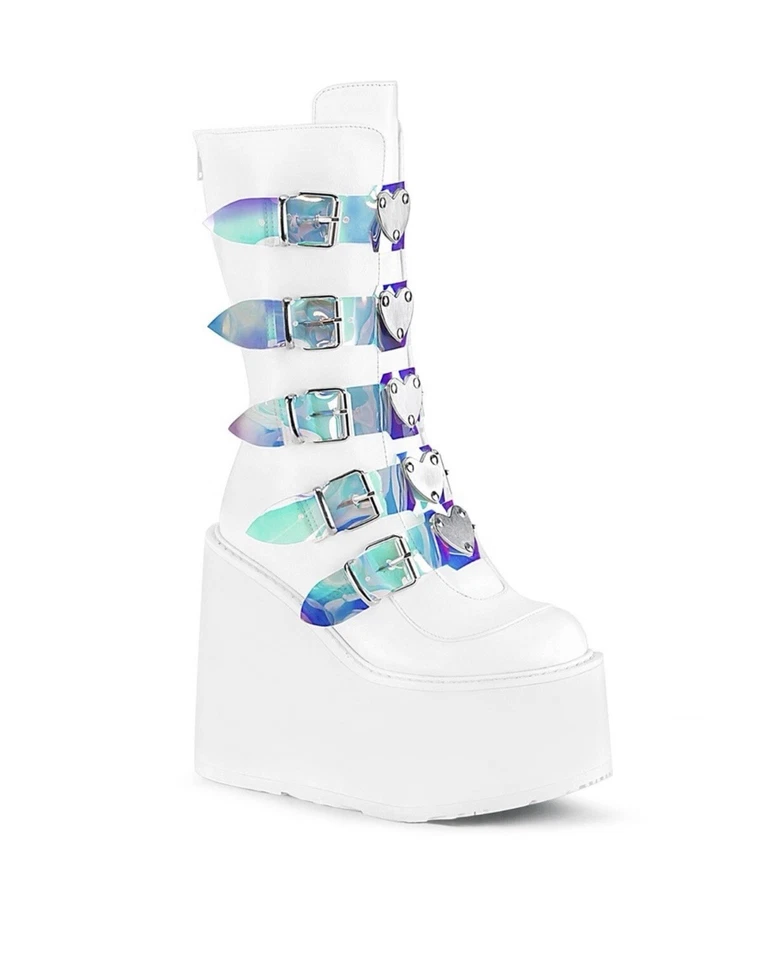 DEMONIA Swing 230 PURE LOVESICK White TRINITY BOOTS Platform Combat Size 8 - Image 2 of 4