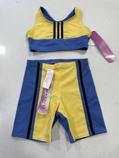 NWT Vintage Colorful Two Piece Workout Set Gilda Marx Size XS (YJ) Stretchy #3