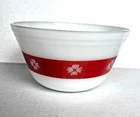 Large 8" Federal Glass Mixing Bowl Red White Plaid Vintage Antique