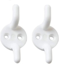 2 CLEAT HOOKS White Roman Blind Cord String Curtain Drape Tie Back Tassel Holder
