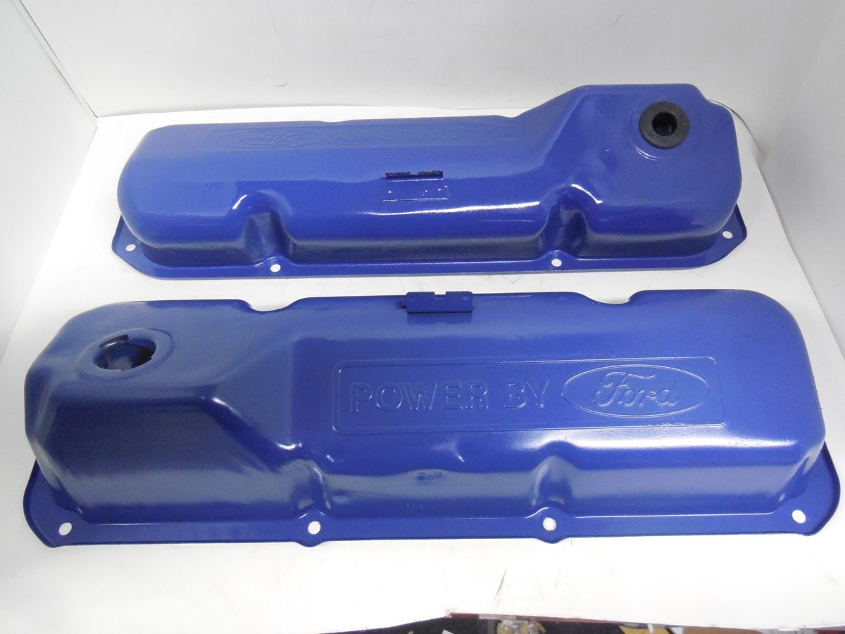 PAIR 1970 1971 FORD 351C 4V POWER BY FORD VALVE COVERS W/ DRIPPERS