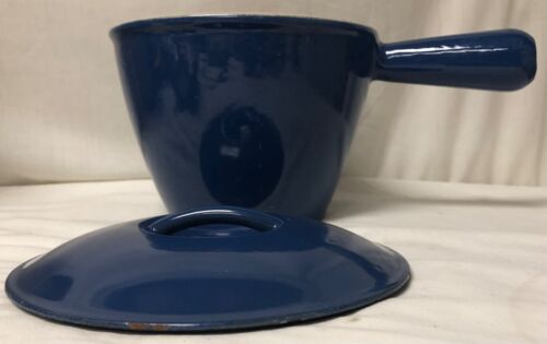 LE CREUSET POÊLE LN16 DE COLECCIÓN AÑOS 70 ESMALTE AZUL FONDUE OLLA WINDSOR SALSA SARTÉN #2 - Imagen 6 de 15
