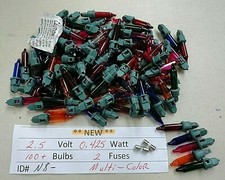 100 MULTI-COLOR Replacement Mini Glass Bulb Incandescent 2.5 Volt 0.425 Watt