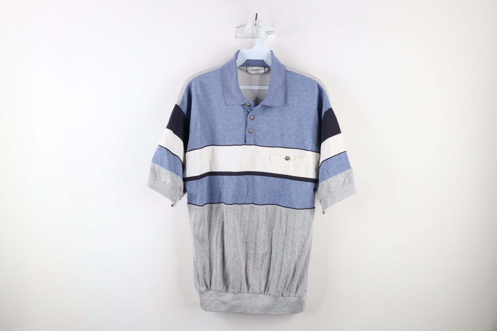 Vtg 90s Streetwear Mens Medium Striped Color Block Collared Pullover Polo Shirt