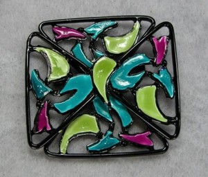 CHARMED ENAMELED BROOCH