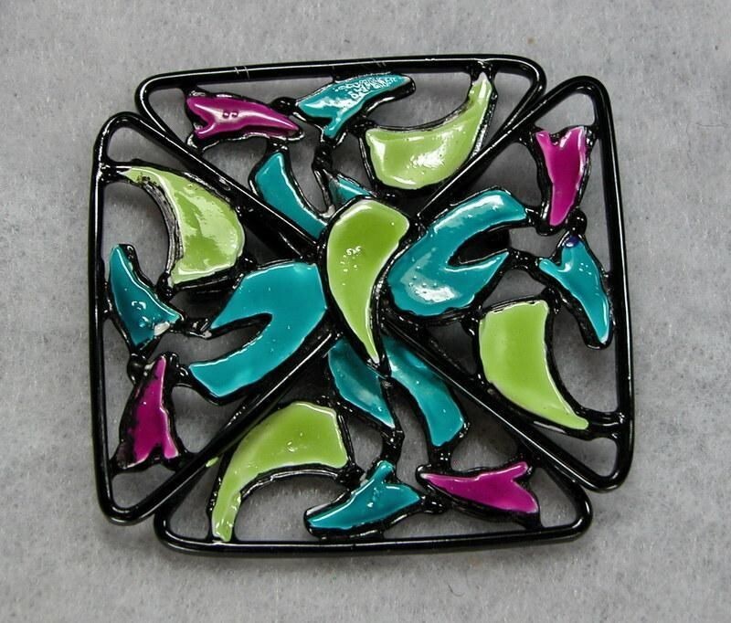 CHARMED ENAMELED BROOCH
