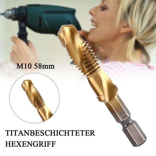 6tlg Gewindebohrer Bit Metrisch M3-M10 HSS-TIN Titan Sprial Gewindeschneider Set - Bild 12 von 12
