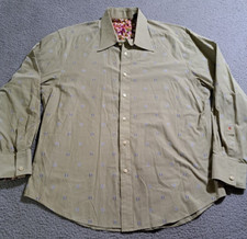 Robert Graham Men s Green Blue Button Up Long Sleeve Flip Cuff Shirt / Size XL