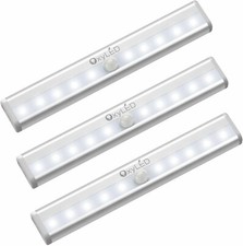 3 PCS OxyLED Motion Sensor Closet Lights Cordless Under Cabinet Lightening 10LED