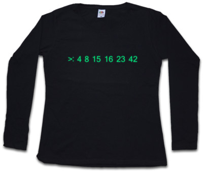 LOST CODE DAMEN LANGARM T-SHIRT Zahlen Zahl Numbers Lottery Computer Hugo Hurley