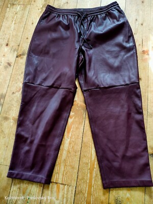 Mango leather effect trousers with elastic waist size XL UK