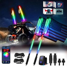 2PCS 3FT Color Changing Spiral LED Whip Lights with Remote for UTV Off-Road New