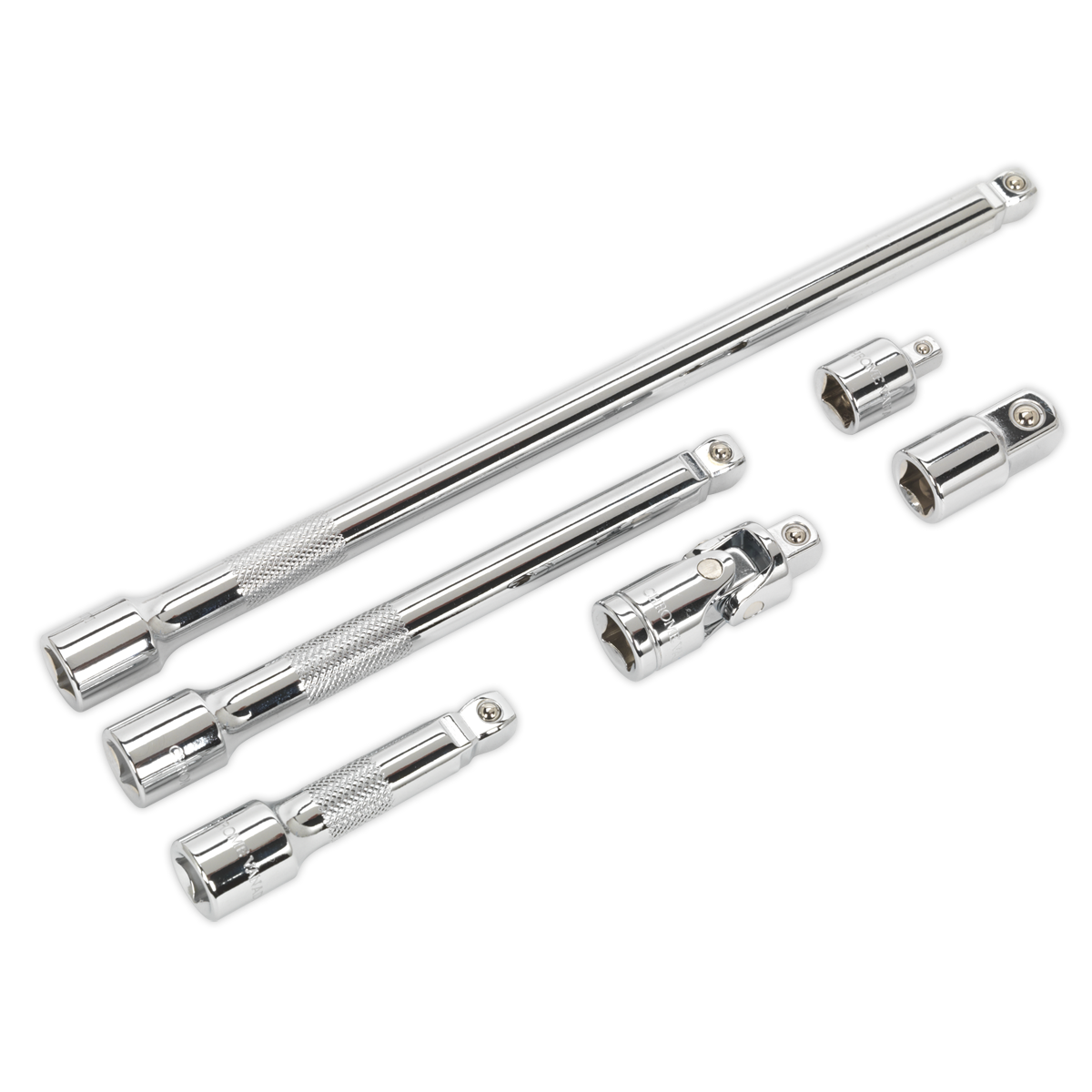 Sealey Women's Ak7690 3/8 Drive 6 Piece Wobble Rigid Extension Bar Adaptor And Universal Joint Set - Image 5