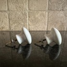 6pc Vintage White Porcelain Cabinet Knobs Drawer Pull 1.25" Mushroom Screw Vtg * — photo 5