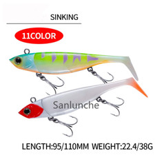 5pcs Soft Plastic Fishing Lure Jig Head T-tail Baits Swimbait Lures 22.4g-38g
