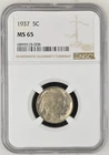 1937 NGC MS65 Buffalo Nickel 5c - Strong Strike Original