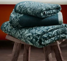 Morris & Co William Morris @ Home Strawberry Thief Teal Hand Towels SET 16"x30"