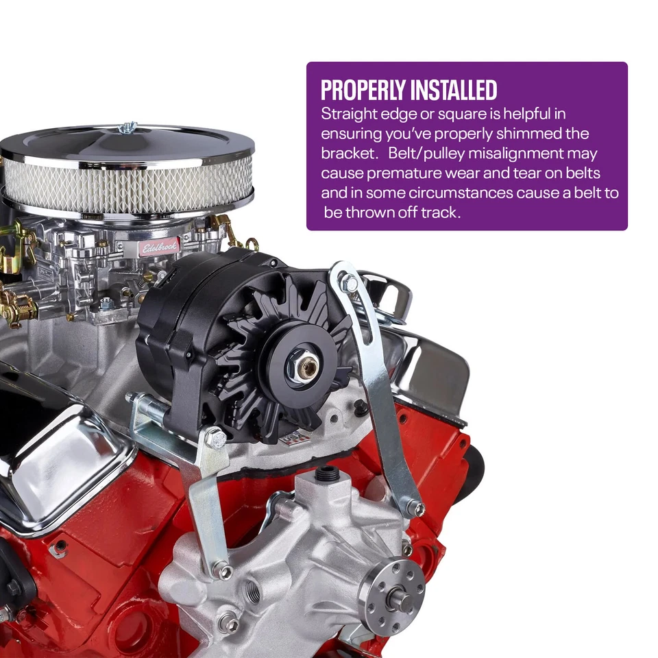 Kit de soporte de alternador de montaje alto superior Chevy SBC 305 350 400 bloque pequeño, liso Foto 3 de 4