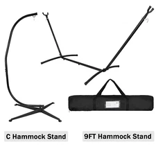 C/9FT Steel Hammock C Stand Solid Frame Stand for Porch Swing Hammock Chair