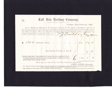 Taff Vale Railway Company Railway Share Dividend Receipt Certificate 1800's