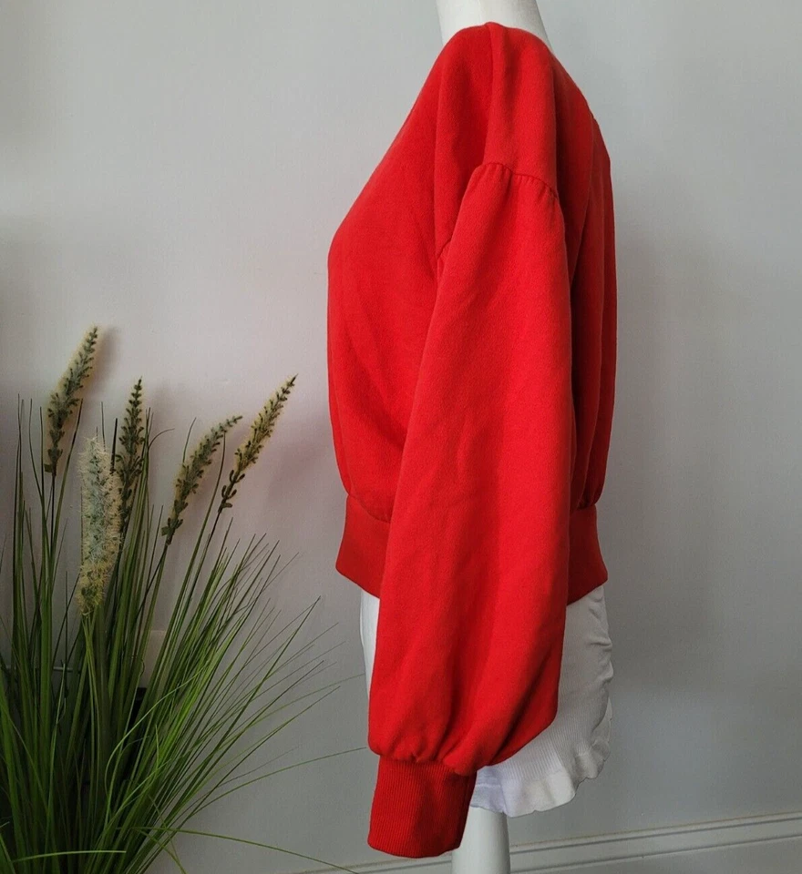 Forever 21 Contempary Sweatshirt Womens Size Small Cropped Red - Image 3 of 4