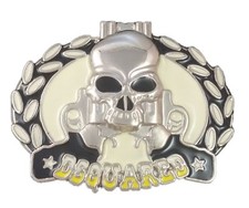 BELT BUCKLE - SKULL  GUNS METAL - 4" x 3"