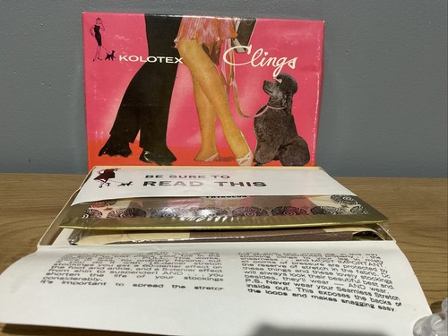 Vintage KOLOTEX CLINGS Stretch Nylon Stockings Flame 91/2-10 UNUSED STILL IN BOX - Picture 4 of 6