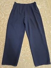 Vintage 80s R  M Richards Navy Pants Size 18M High Waist Chiffon Overlay...