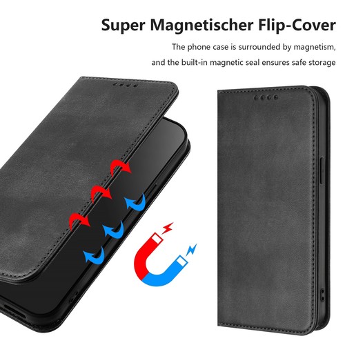 Custodia a portafoglio magnetica in pelle per iPhone 16 Pro Max 16e 15 14 13 12 11 - Foto 92 di 97