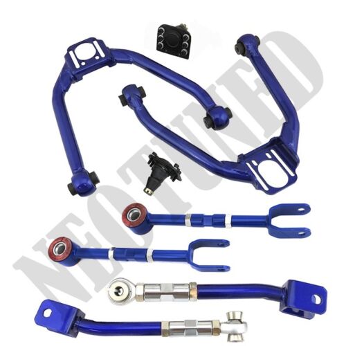 FOR 03-08 350Z / 02-06 G35 COUPE/SEDAN BLUE FRONT UPPER+REAR CAMBER+TOE TRACTION - Picture 1 of 9