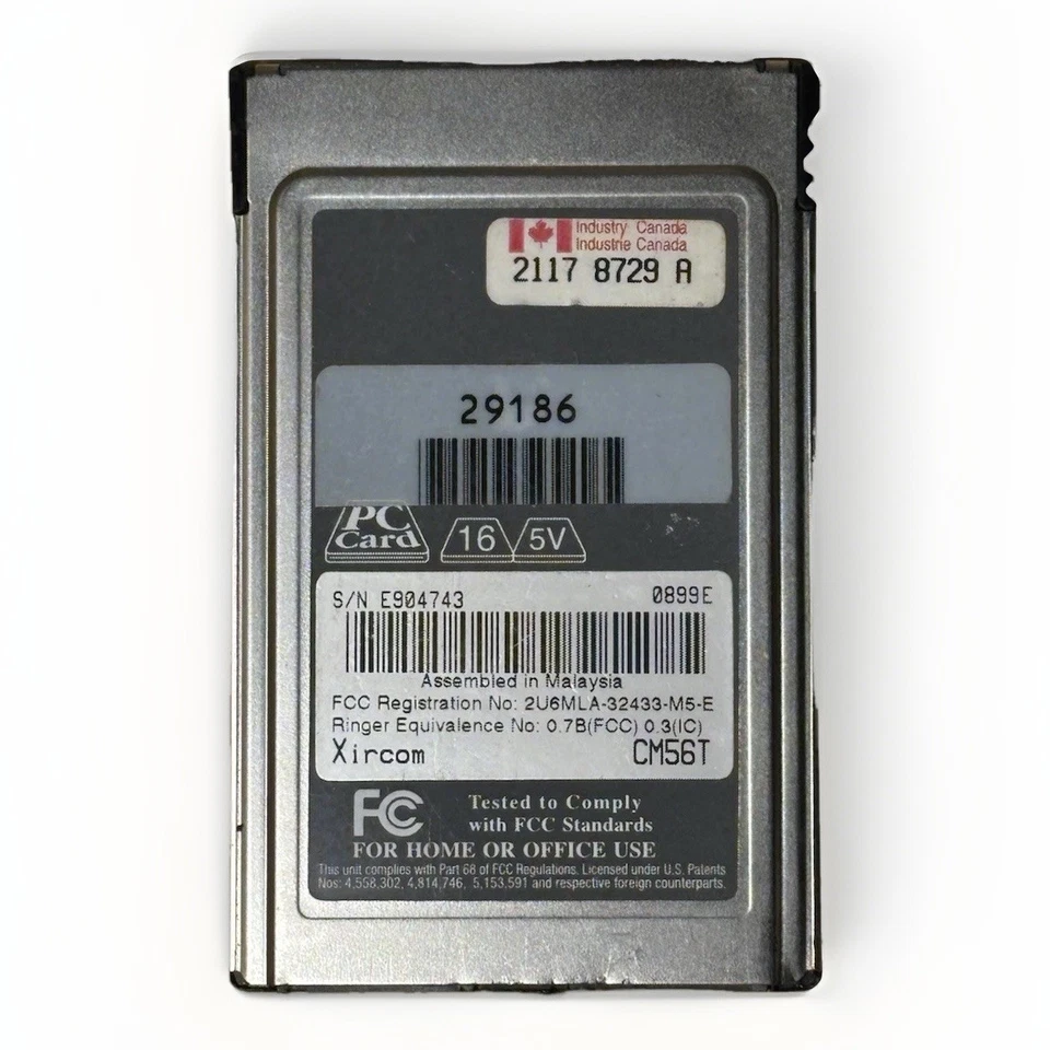 NOS 1998 Xircom CreditCard Modem 56, 56Kbps PC Card modem for portable PCs - Image 2 of 2