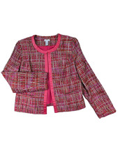 Chico's Jacket Blazer Womens M 8 Pink Cottagecore Quiet Luxury Retro Executive