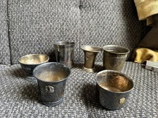 6 alte Becher Metall versilbert Vintage Konvolut Sammler Pokal D&auml;nemark