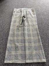 True Vintage 1970s Flares Patterned Plaid Rare Gray And Tan Talon Zipper 38x32
