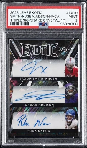 2023 LEAF SNAKE 1/1 JAXON SMITH-NJIGBA/JORDAN ADDISON/PUKA NACUA RC 1/1 PSA 9