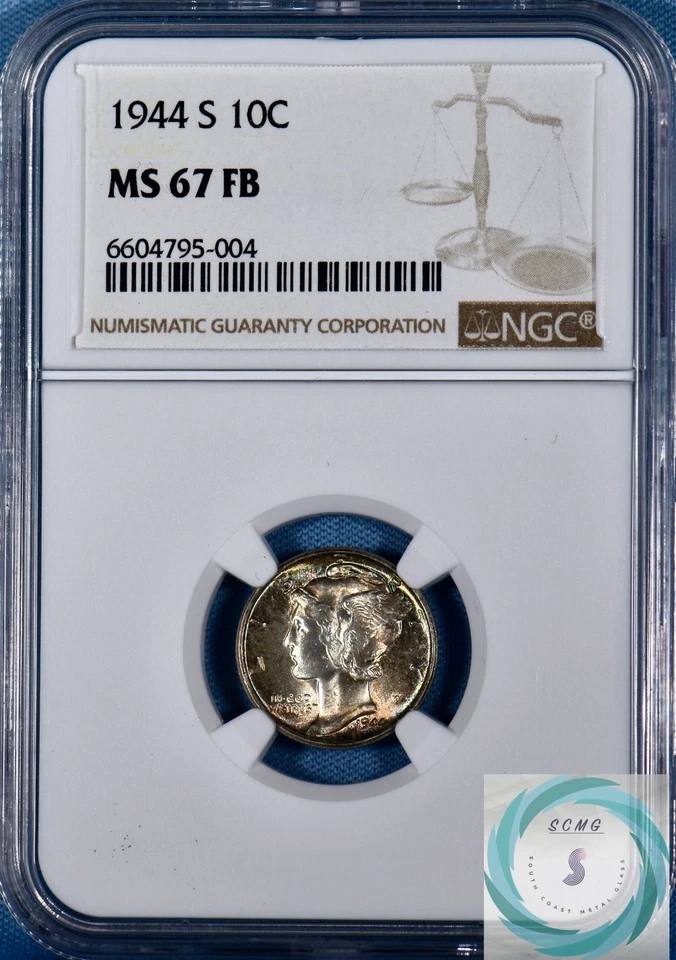 1944-S Mercury Dime NGC MS 67 FB - Rainbow Toner!!! - Image 4 of 4