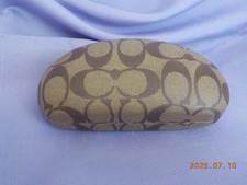 COACH Monogram Brown Hard Clamshell Eye Glass Case Glasses Sunglasses