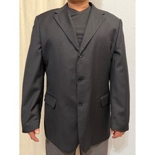 Giorgio Sanetti Mens Black Super 120s Wool 3 Button Blazer48L Jacket Italy