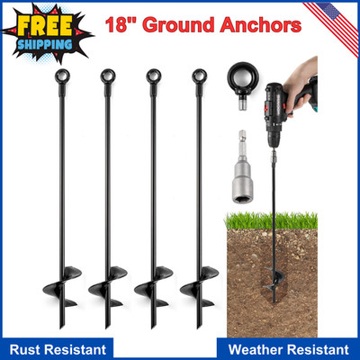 18'' Ground Anchors Heavy Duty for High Winds - Ground Stakes Anchors Screw-In