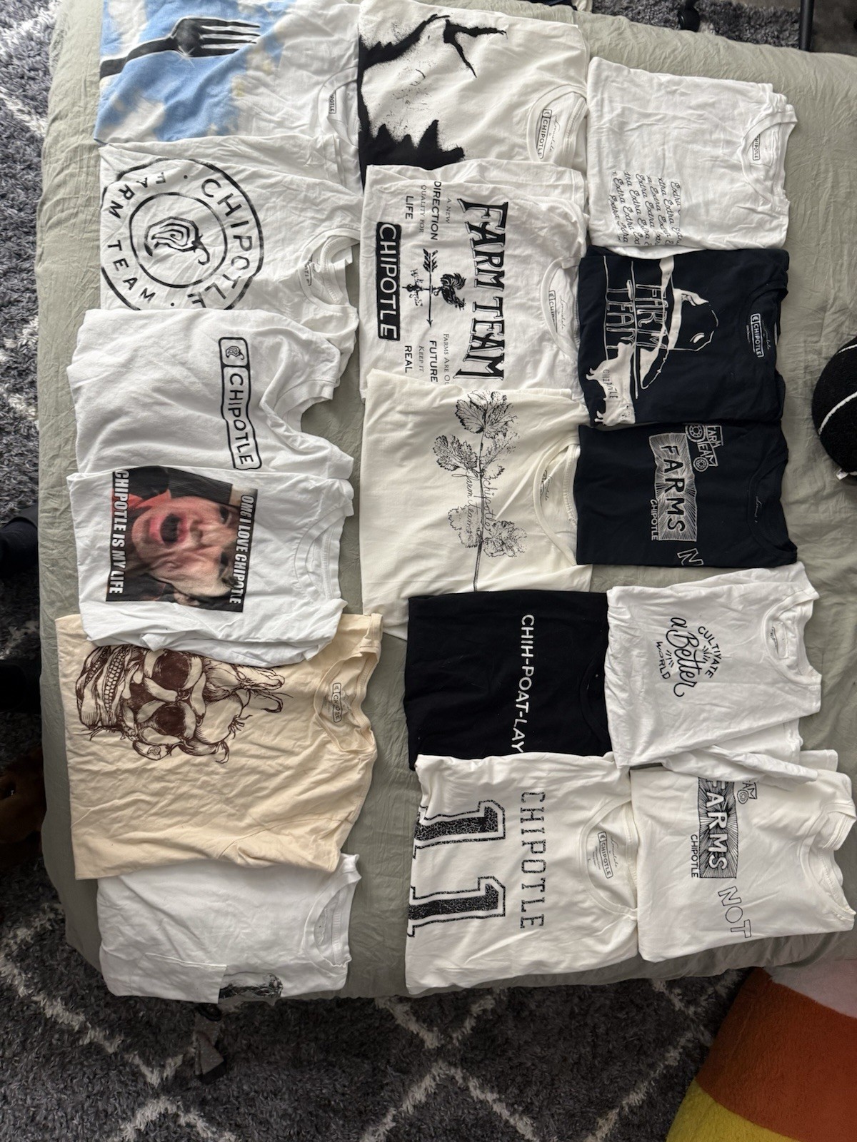ULTRA RARE CHIPOTLE SHIRT LOT MOSTLY SIZE L