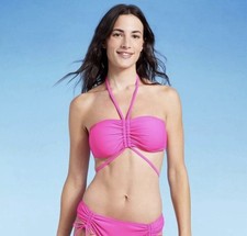 Shade Shore Cinch Front Bikini Top size L large 12-14 - Pink - NEW