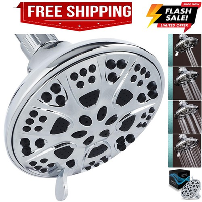 #ad #ad High Pressure 6 Setting Large 5 Inch Shower Head with Full Chrome Finish Te... $20.69