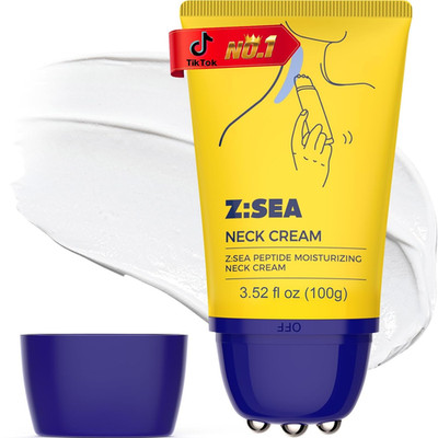 Z:SEA Neck Firming Cream with Roller, Anti-Aging Neck & Chest Cream with Multi P