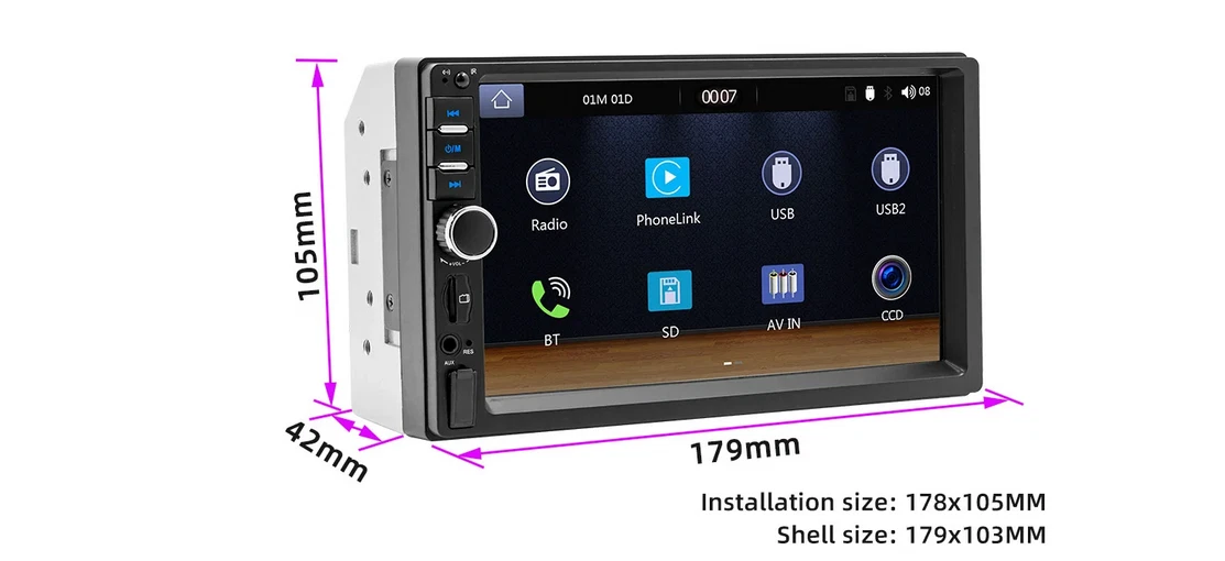 Autoradio 1 DIN Con CarPlay E Android Auto – 6.9″ Touchscreen, Bluetooth 5.1, Telecamera Posteriore