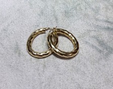 14k Yellow Gold Oval Twisted Hoop WOW Earrings 5.81 gms NEW LOWER PRICE